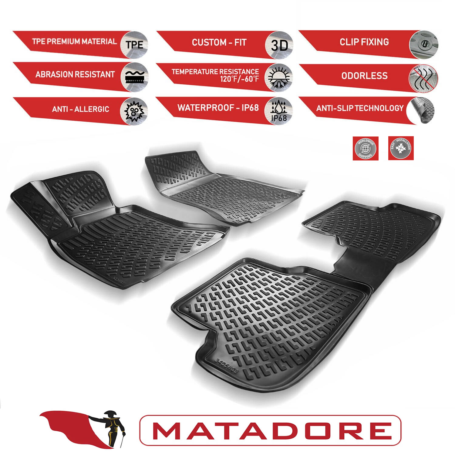 Matadore 3D Rubber Floor Mats for Audi Q5 2005-2012