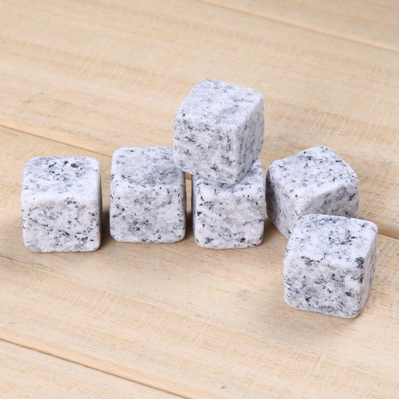 6pcs Natural Whiskey Stones Ice Cube Bar Rock Wine Cooler Stone Marble Cubes Drinks Chilling Ice Stone Cocktail Accessories
