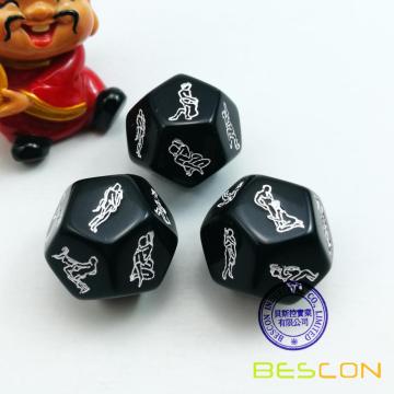 Black 12 Sides Love Dice Lover Sex Position Dice for Adult Couples Dirty Die Game Adult Fun Toy Sex Games