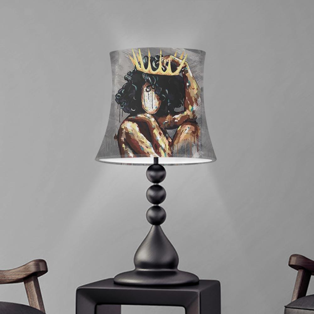 Cloth Lampshade Black Art Queen Girl Print Cloth Fabric Chandelier Lampshade for Wall Light Bedside Mini Table Lamp Cover Shade