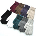 Men's and women's Knitted solid color mittens woolen gloves, winter riding, cold and warm, plus velvet padded gloves