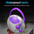 Shower Radio Built In Speaker Outdoor Portable Travel Handheld Bathroom Kitchen Gift IPX4 Waterproof Home Music Play AM FM