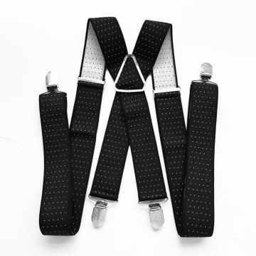 Dot Jacquard Suspender Men Women Adult Suspensorio Adjustable Elastic Big Size 4 Clips on Black Braces BD059