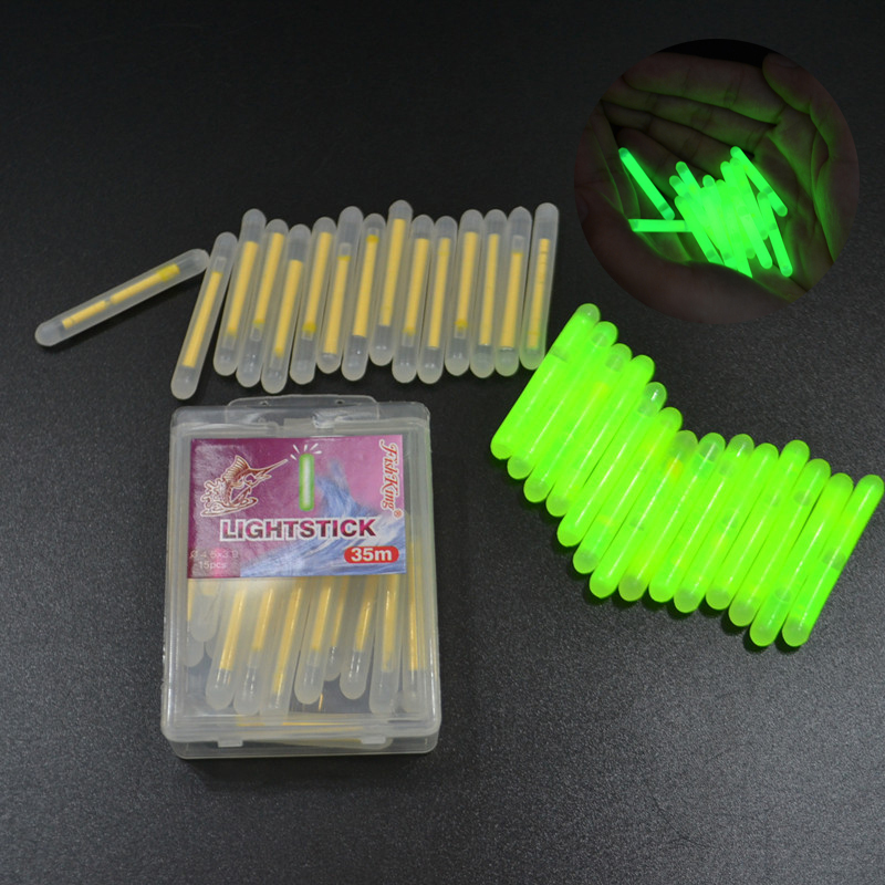 FISH KING Luminous Float 30pcs/box 4.5x38mm Dark Glow Stick Night Fishing Float Fish Fluorescent Pesca Lightstick Rod Lights