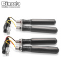 BJMOTO 4Pcs LED Motorcycle Turn Signals Sequential Indicators Flowing Water Blinker Brake Tail Light DRL Bendable Flicker
