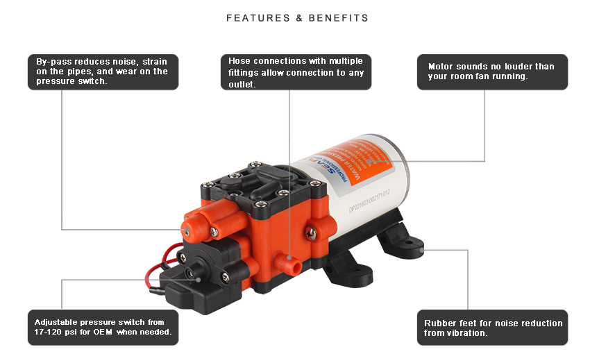 1.3GPM 100PSI Electric Pump Water mini dc food grade 12 volt water pump