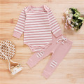 Autumn Toddler Kids Baby Boys Girls Clothes Sets Newborn Infant Striped Long Sleeve Romper Tops+Pants Trousers Outfit Clothes