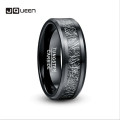 8mm Men's Width Tungsten Carbide Ring Electroplated Black Inlaid Black Imitation Vermiculite Wedding Band Tungsten Ring