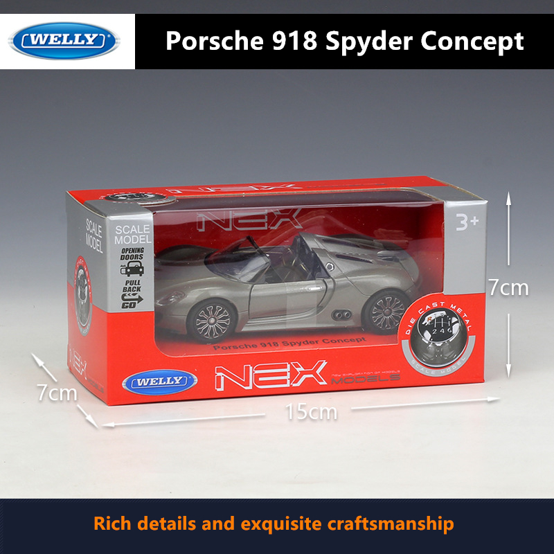 WELLY 1:36 Porsche 918 Spyder Concept alloy car model machine Simulation Collection toy pull-back vehicle Gift collection