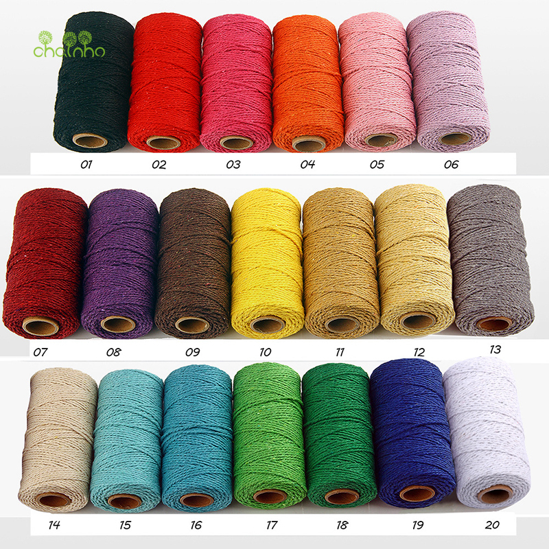 Chainho,100 Meter,Solid Color Full Cotton Rope,20 Colors Availabler,Diameter 2mm,Sewing Thread/DIY Hand Made,Packing Accessories
