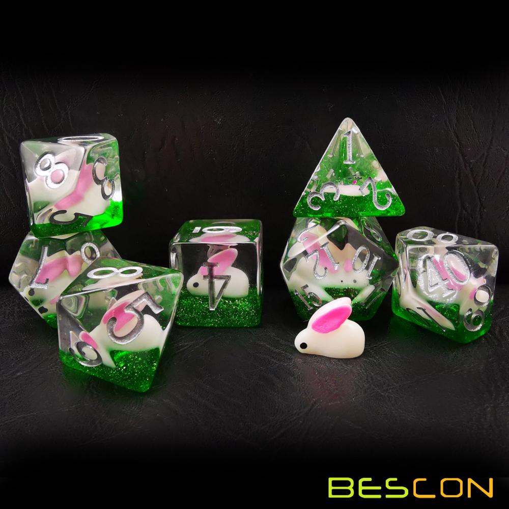 Bescon Oversized DND Animal Dice Set of Rabbit, Giant 7pcs Rabbit Polyhedral D&D Dice Set, Big Sized Dungeons and Dragons Dice