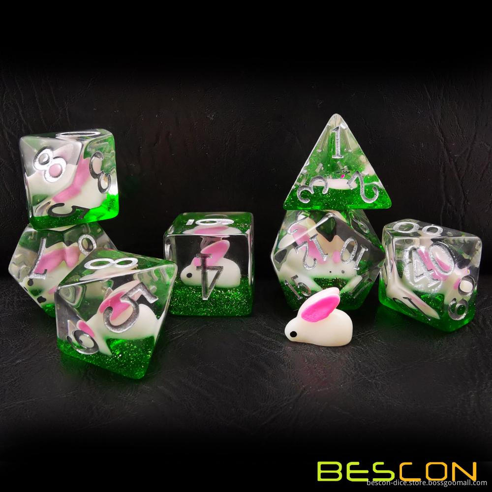 Bescon Oversized DND Animal Dice Set of Rabbit, Giant 7pcs Rabbit Polyhedral D&D Dice Set, Big Sized Dungeons and Dragons Dice