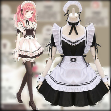 Amine Black Cute Lolita French Maid Cosplay Costume Dress Girls Woman Waitress Maid Party Stage Costumes