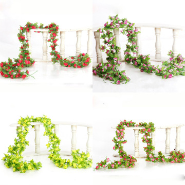 40 Flower Head 2.3M Artificial Multicolor Rose Vine Garland Wedding Arch Decoration Fake Plant Leaf Vine Tailings Artificial Flo