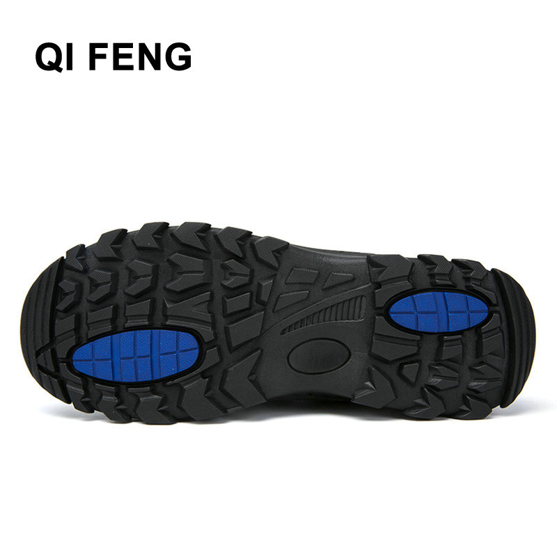 QIFENG 2021 New Outdoor Men Hiking Shoes Waterproof Breathable Classic Training Sneakers Lightweight Anti-Slip Trekking Shoes