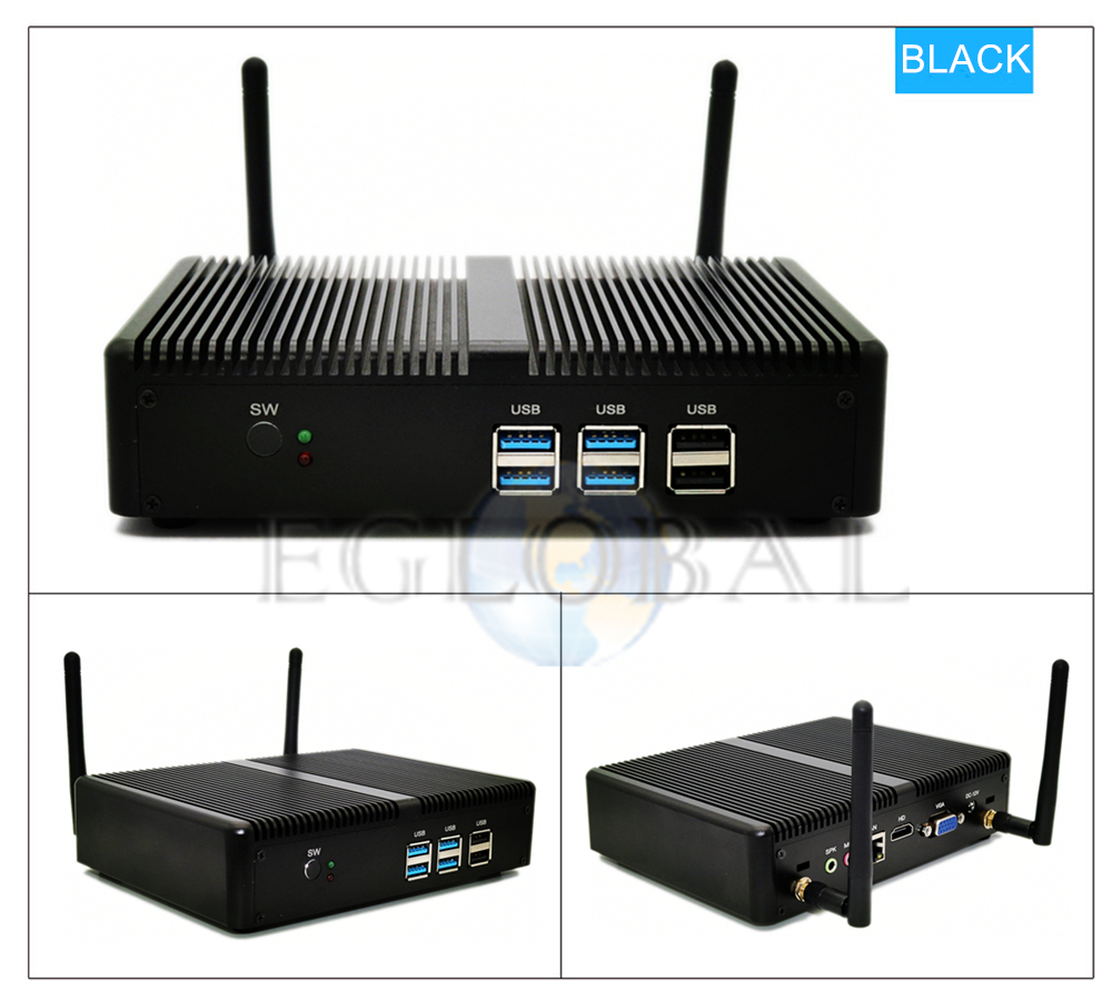 EGLOBAL Fanless Nuc Desktop Computer Intel Core i5 7200U i3 7100U DDR4 Barebone Mini PC Linux HD Graphics 4K VGA Wifi