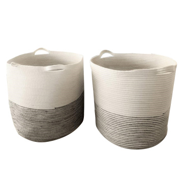 Cotton Rope Basket Storage Basket Handles Decorative Blanket Basket Living Room Laundry Nursery Decor
