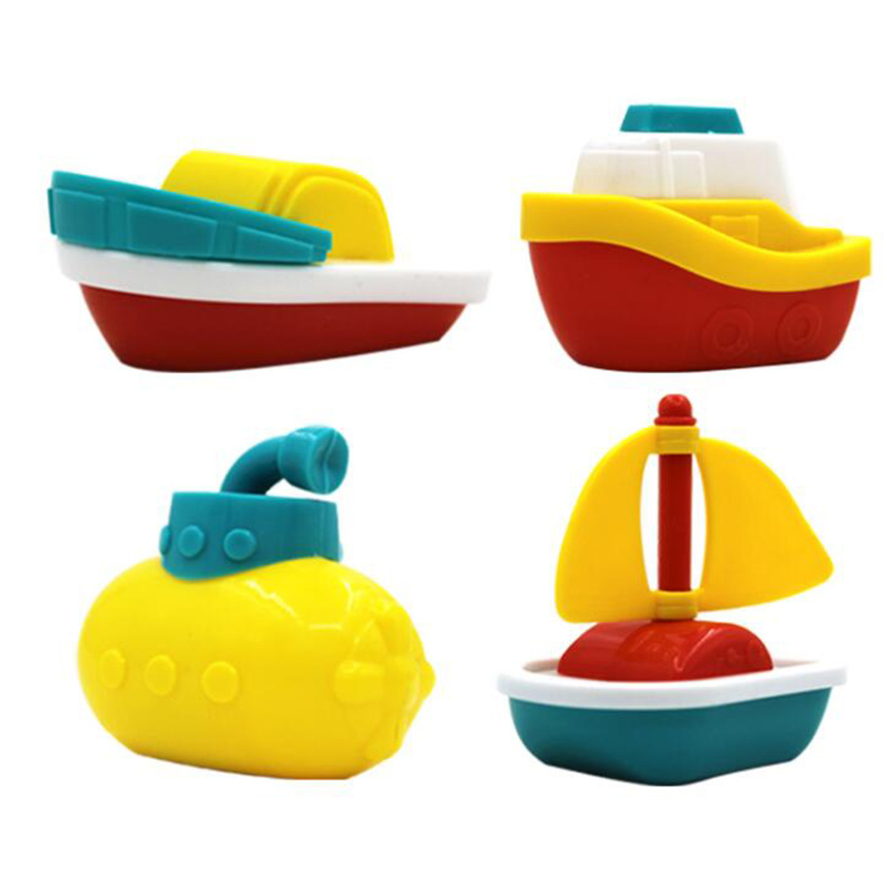 4pcs Boat Train Bath Toy Bathroom Baby Toys Swim Bath Floating Water Swimming Pool Shower Educational Classic Toys for Children