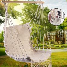 Portable Hammock Indoor Outdoor Hanging Bed Cotton Rope Tassel Canvas Hammocks Swing Chair Garden Hanging Hammock Chair Seat