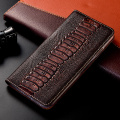 Genuine Leather Ostrich Case For Poco X2 X3 NFC F1 F2 M2 Pro flip stand wallet Magnetic cover capa shells bags