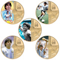 1960-2020 RIP Diego Maradona Gold Plated Commemorative Coin Set with Coin Holder Football Challenge Coins Souvenir Gift for Him