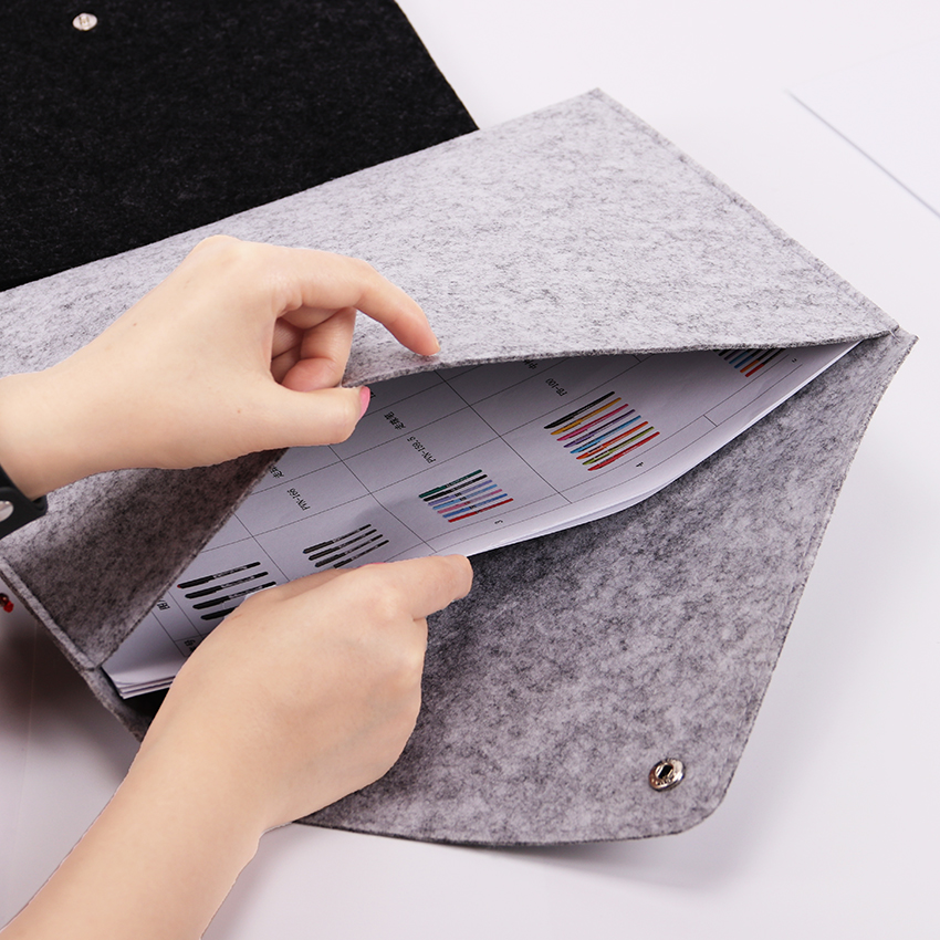 Simple Solid A4 Big Capacity Document Bag Business Briefcase File Folders Chemical Felt Filing Products Student Gifts
