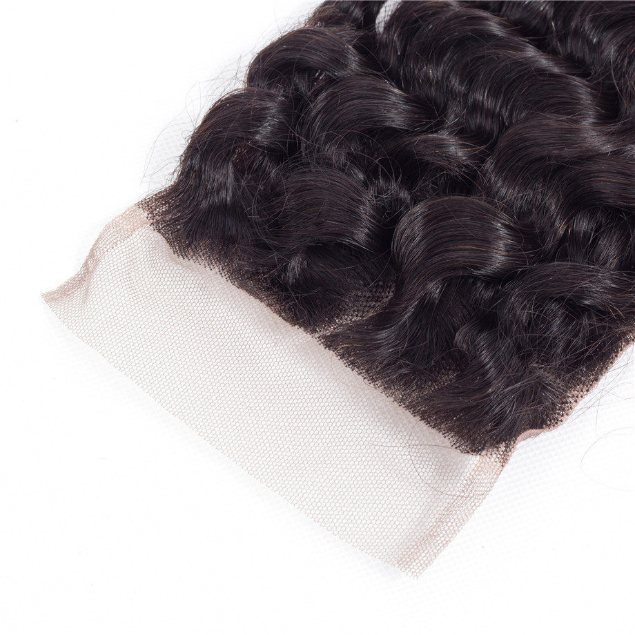 Bling Hair Brazilian Deep Wave Closure 4x4 Lace Closure Remy Human Hair Closure with Baby Hair Free Middle Part Natural Color