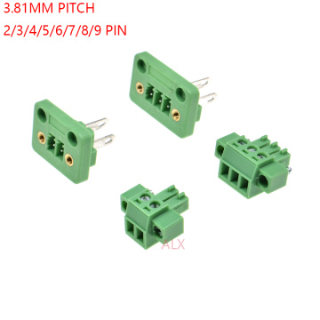 3SETS 15CDGV 2/3/4/5/6/8 pin 3.81MM pitch pluggable screw terminal block 3.81 PLUG TYPE pcb connector with Flange PLUG + SOCKET