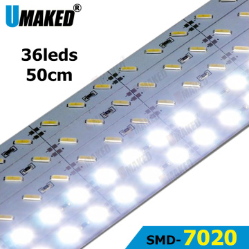 50cm 12v led rigid hard strip aluminium bar lights Super bright 7020 SMD36 SMD 20W/M LED Hard Rigid LED Strip 10pcs/lot