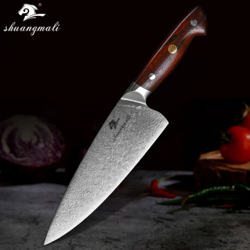 8 Inch Utility Chef Knife Forged Damascus Steel Cleaver Kitchen Knives Cooking Slicing Cutting Meat Chef Knife With Gift Box