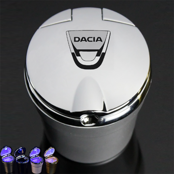 1Pcs For Dacia Lodgy 2 Mcv Sandero Duster Logan Sandero Car Logo Ashtray With LED Light Trash Box Creative Personality Ashtray