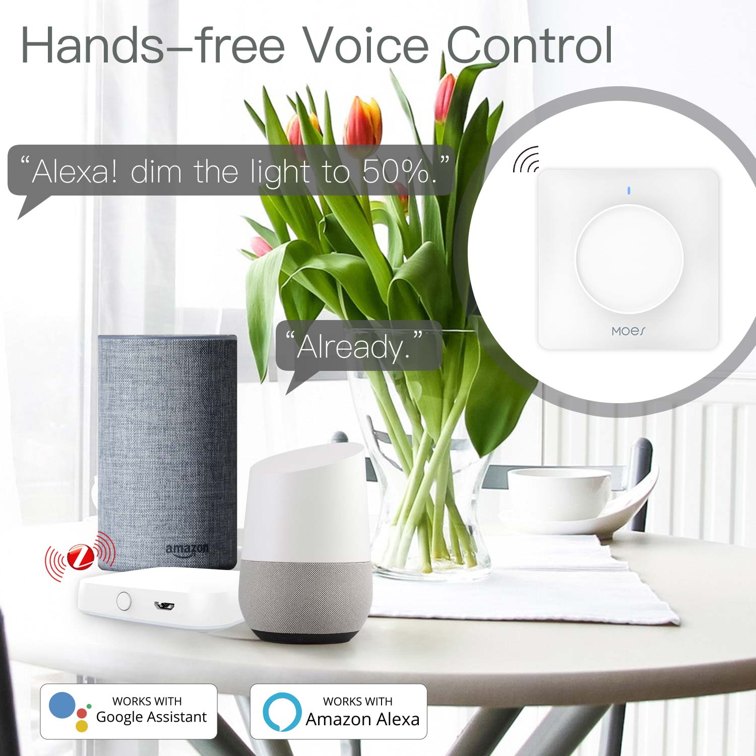 New ZigBee Smart Rotary/Touch Light Dimmer Switch Smart Life/Tuya APP Remote Control Works with Alexa Google Voice Assistants EU