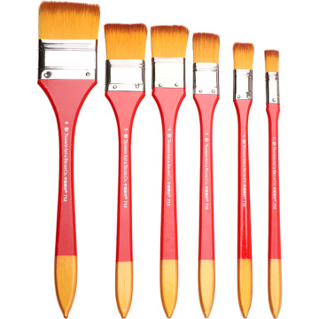 6Pcs Nylon Flat Head Scrubbing Painting Brush Set Mix Size Long Handle Oil Paint Acrylic Wall Painting Brush Art Supplies