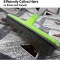 Long Push Broom Handle Rubber Bristles Adjustable Sweeper Squeegee Edge with Soft Rubber Bristles Suitable for Removing Pet Hair