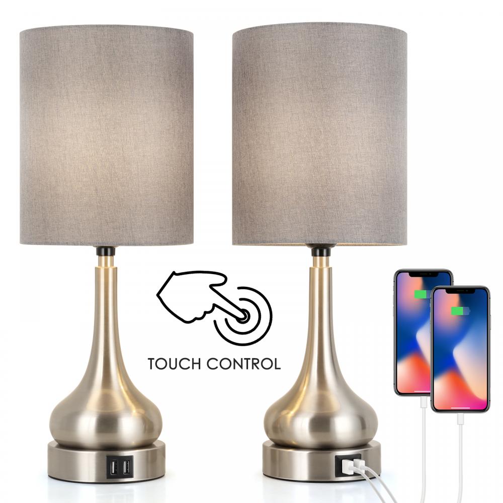 Touch-Control Metal Base Table Lamps Set of 2