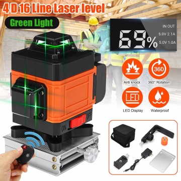 4/8/12/16 lines 4D Laser Level Green Light LCD Display Auto Self Leveling 360° Rotary Cross Measure Remote Control Waterproof