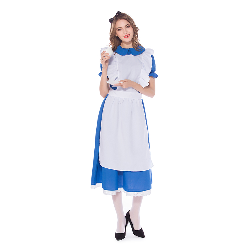 Alice in Wonderland Kids Girls Fancy Dress Maid Lolita Cosplay Costume Adult Women Halloween Party Fancy Dress Up Outfits Set