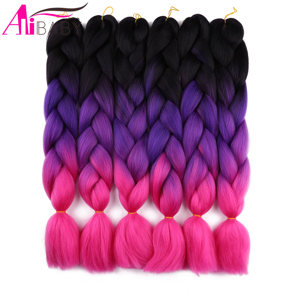 Colorful Braiding Hair 24Inch Synthetic Braiding Hair Extensions Jumbo Braids 100g/Pc For Women Alibaby