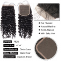 Vanlov Deep Wave Bundles With Closure Human Hair Peruvian Hair Weave 3 Bundles With Closure 1B#/1# Jet Black Remy Hair Extension