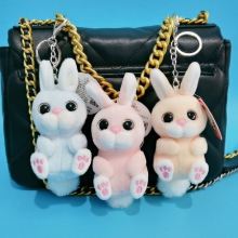 Cute bunny plush toys rabbit small pendant key chains stuffed animals school bag hanging Christmas birthday gifts