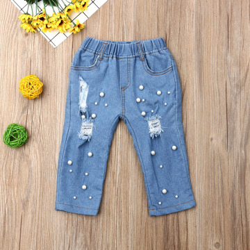 Pudcoco Summer Toddler Baby Girl Clothes Casual Shredded Hole Jeans Denim Pants Elastic Trousers