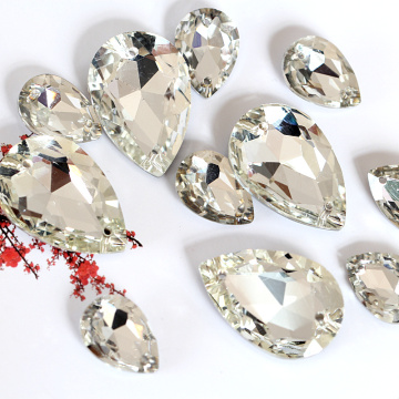 Nice Glass Crystal Sew On Rhinestone Teardrop High Quality Pointback Best Diamond Droplet Sewing Rhinestone For Garment B1039