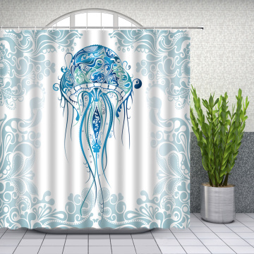 Cartoon Shower Curtainsocean biological Jellyfish Simple style Bathroom Decor Home Bath Polyester Fabric Curtain Set Cheap