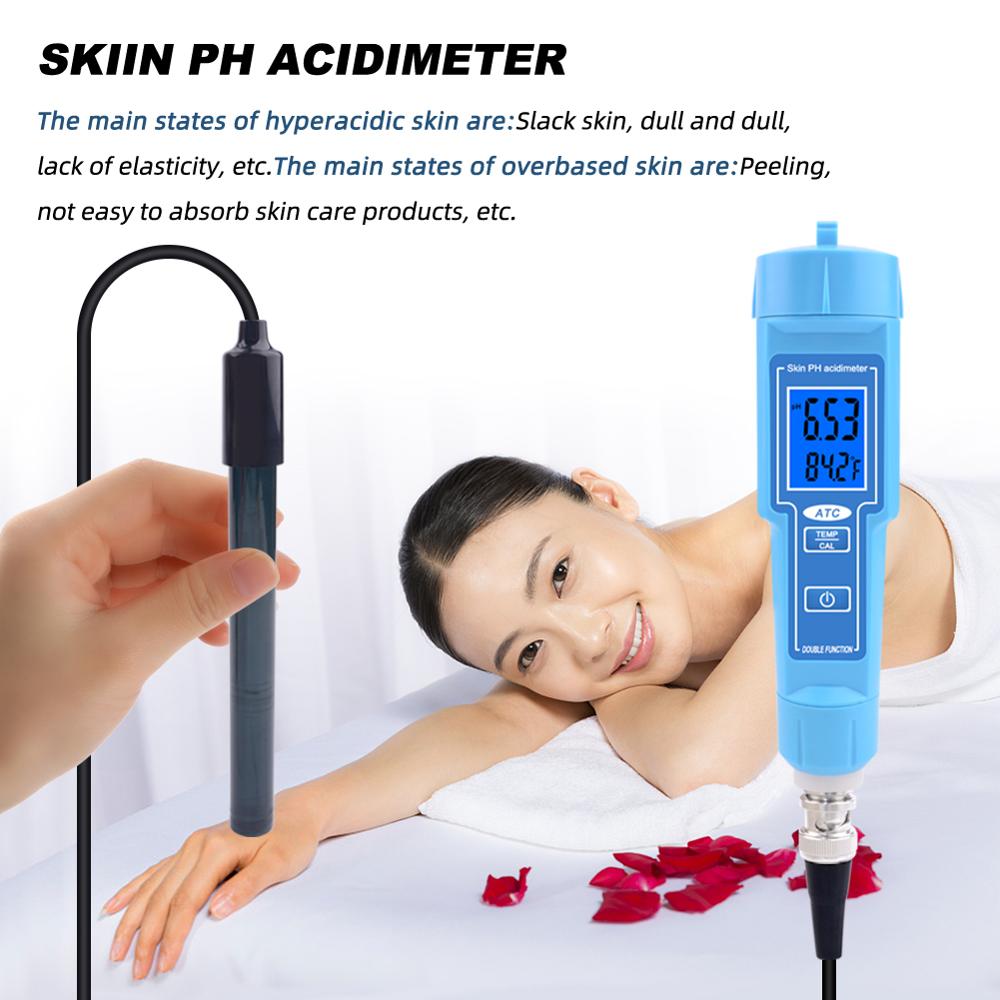 yieryi Skin ph acdimeter 0.00-14.00 ATC pH meter for skin fruit meat lab swimming pool