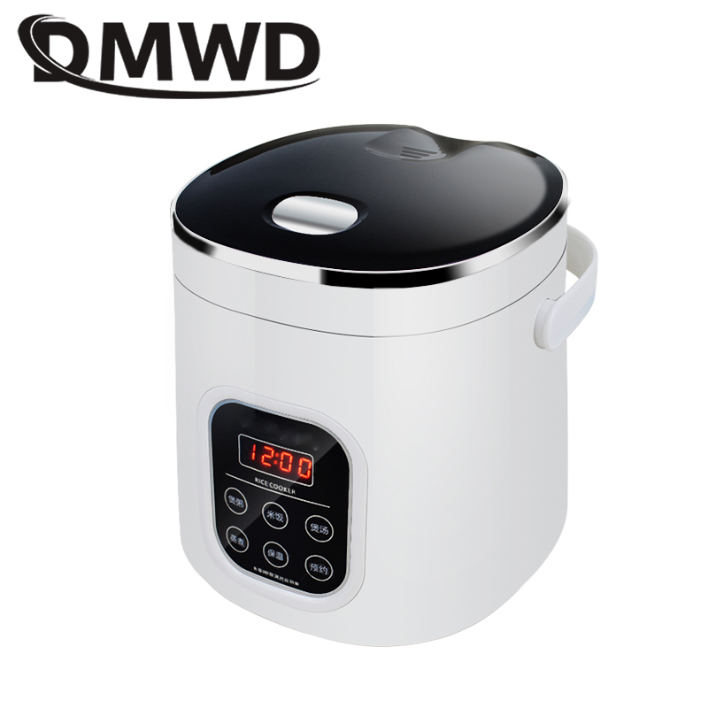 DMWD Electric Mini Rice Cooker Car Use Household Eggs Food Steamer Soup Porridge Cooking Machine Heating Lunch Box 1.6L 12V 24V