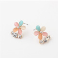 Boutique earrings wholesale summer season small fresh cat eye gemstone flowers boom girl crystal stud earrings gold plating