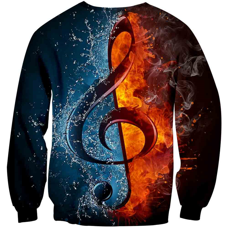 Cool Flame Music Note Pullover 3D Print Kid Hoodies Children O-neck Sweatshirts Toddler Baby Clothing Boys Girl Child Pullover