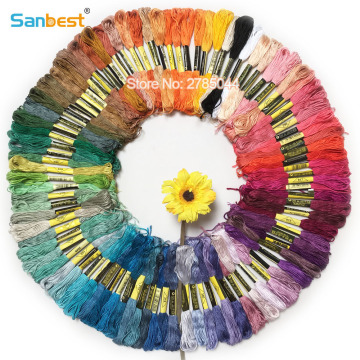 Sanbest 100 Pieces Multi-color Cross Stitch Thread Shiny Embroidery Thread Crafts Floss Sewing Threads Hand Knitting TH00038