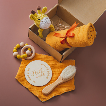 1 set Baby blanket Cotton Bath Toy Set Crochet Rattle Baby Nursing Bracelet Commemorative Birth Products