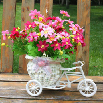 Bicycle Flower Basket Plastic White Tricycle Bike Design Party Decorative Storage Party Decoration Pots 2020 Newest
